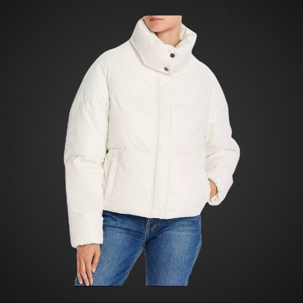 Apparis Camila Ivory Faux Leather Puffer Jacket, Large